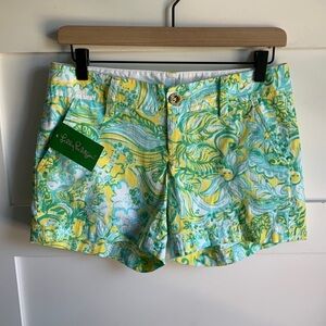 LILLY PULITZER | NWOT Callahan Shorts Dandelion Yellow Beach Gypsy Green Aqua 00